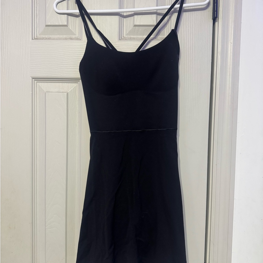 AERIE Black Spaghetti Strap A-Line Dress